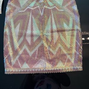 Sequin Geometric Skirt - Pink